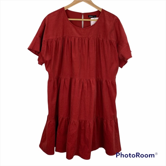 V evy j Red dress Short Sleeve Velvet Size L  NEW. A line relaxed fit - Picture 4 of 13